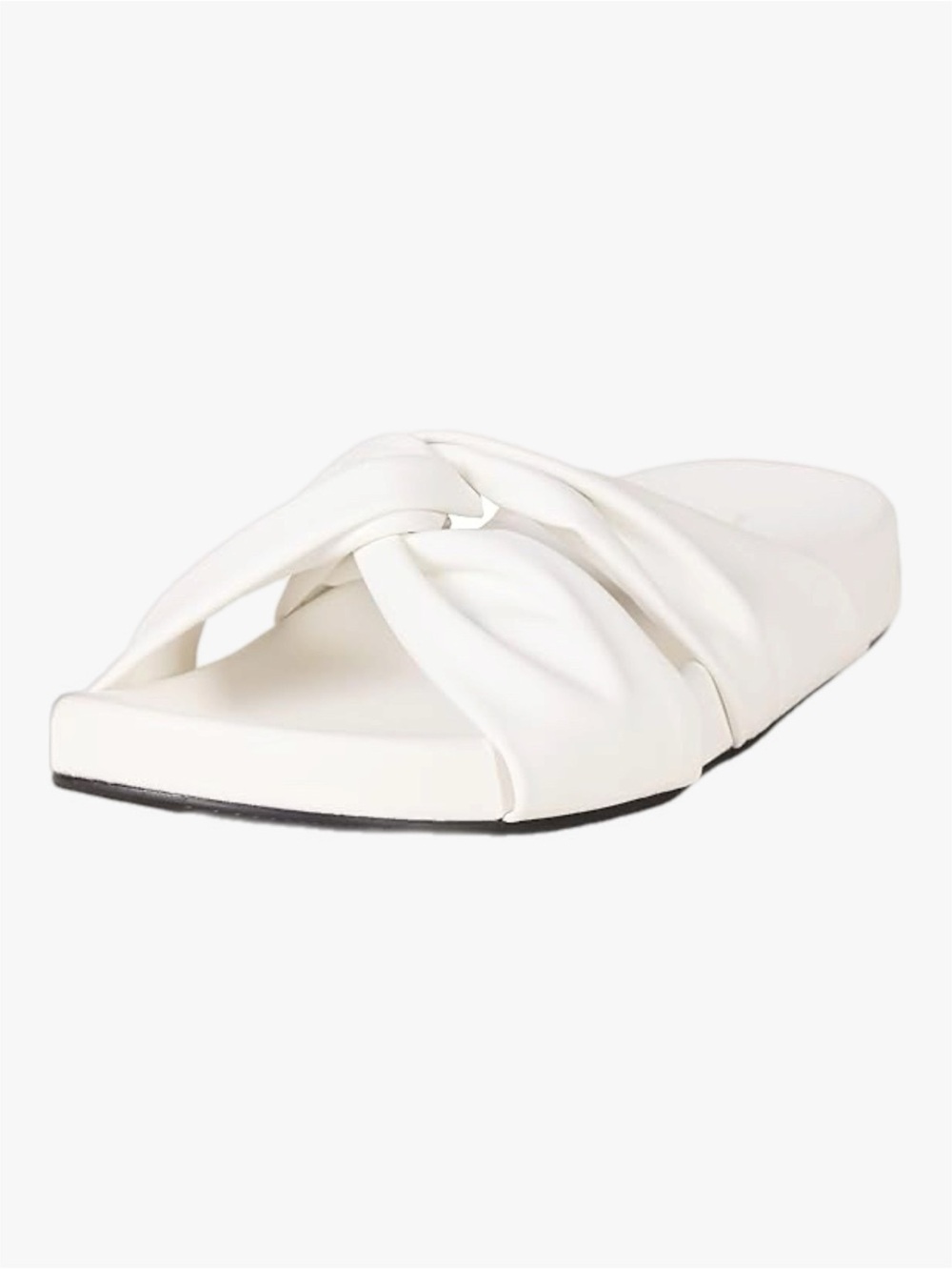 NWT Amazon Essentials Faux Leather Off White Knot Slide Sandals Women’s Size 11